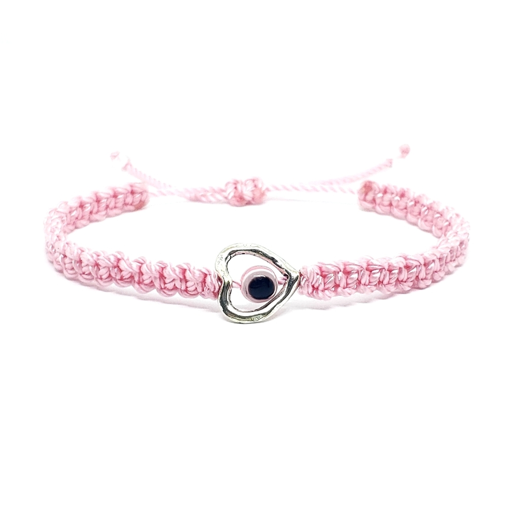 Evil eye protection bracelet  beautiful baby pink color string braided